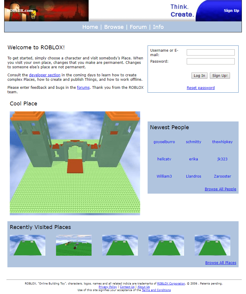 Roblox in 2005 - Web Design Museum