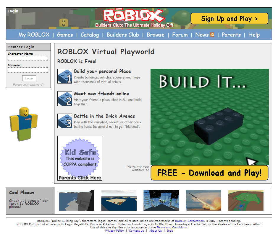 Roblox in 2005 - Web Design Museum