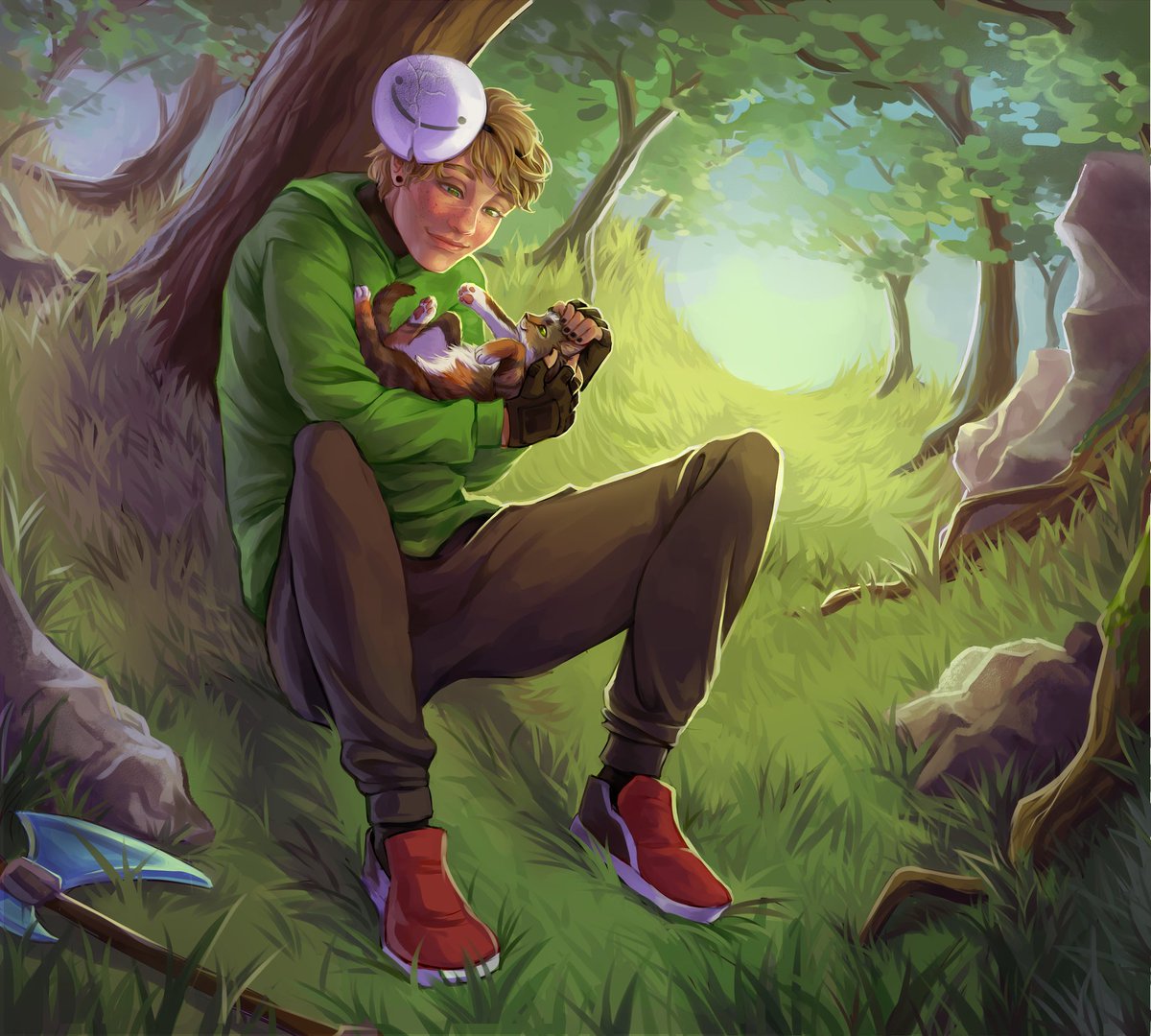 wigglyvision's tweet image. [REPOST] 
dream n patches :] #dreamfanart #dream #mcytart @Dream__Fanart