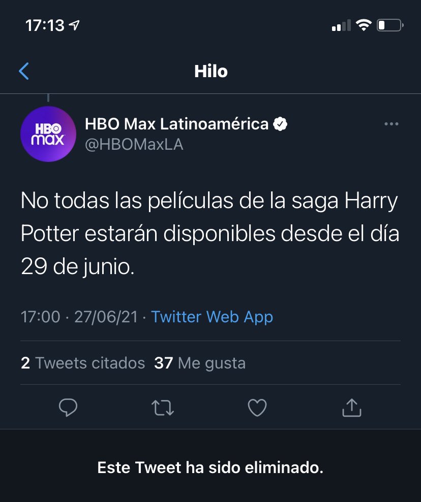 RoberthMartin_'s tweet photo. @yosoymalaga @HBOMaxLA Por su propio tweet que al final eliminaron jaja https://t.co/nW5dUlh9kB