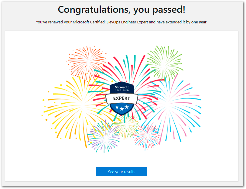 vijayraavi's tweet photo. Renewed my #Microsoft Certified: #DevOps Engineer Expert #Certification (#Free 1yr renewal) - Got total 25 questions on #SRE #GitHubActions #BuildAgents #AzureArtifacts https://t.co/SHoh0BWMcT