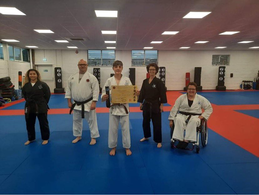 Clairebhc's tweet photo. 8 years in the making and he has earned his Black Belt following a 3 hour grading. Thanks to the coaches for all their hard work. #proud #earnednotgiven @shingitaima @BHCSPE @MandMiles @LindseyKarate https://t.co/vxs7XxmtHH