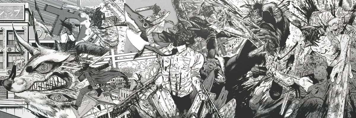 OfficialEaero's tweet photo. In honor of the Chainsaw Man anime, here are free to use wallpapers that I've made before and a free to use Chainsaw Man Twitter header!

#chainsawman #chainsawmanpv #chainsawmantrailer https://t.co/vCspfYgqSU