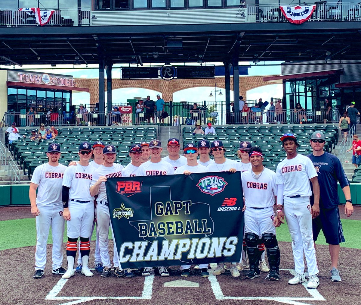 Congratulations to Cooperstown Cobras Tinius as your 17-18U GAPT TX MLB Scout Association Open Champions! The Cobras won 13 to 8 over Stix South. Awesome job by runner-up Stix South as well on a good weekend! 

<a href="/follow_cobras/">Cooperstown Cobras</a> 
<a href="/StixBaseballTX/">Stix Baseball</a> 

<a href="/texas_scouts/">Texas Baseball Scouts Association</a> 
#gapttournaments