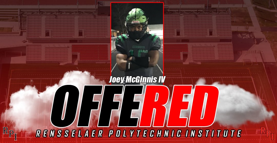 JoeyMcGinnis3's tweet photo. Great visit at RPI @RPIFootball. After talking with @Coach_Marcella and @Coach_E_West I’m blessed to receive an offer!🔴⚫️  #REDFAM https://t.co/AMO7Il5wec