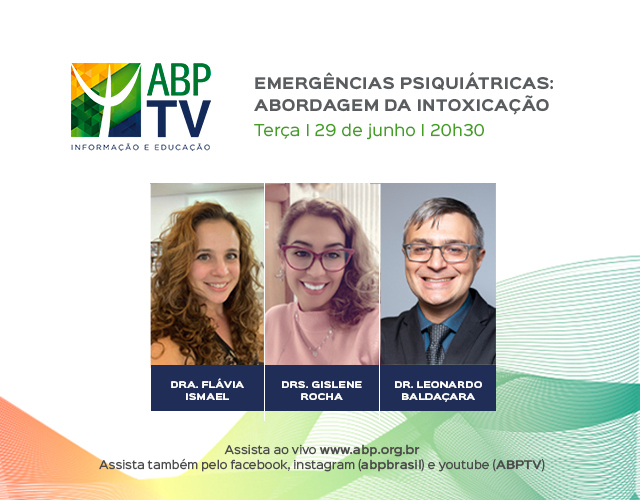 abpsiquiatria's tweet photo. "Emergências psiquiátricas: abordagem das intoxicações" é o tema do próximo programa #ABPTV.
⠀
Acompanhe o debate com os doutores Flávia Ismael, Gislene Rocha e Leonardo Baldaçara.
⠀
🗓 29 de junho, terça, às 20h30.
⠀
#ABPBrasil #Psicoeducação #EmergênciasPsiquiátricas
5 d https://t.co/0fyC68SJAH