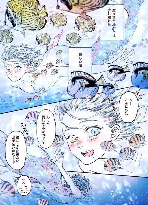 ※大大だーーい捏造!!じろさぶ
じろ海賊🏴‍☠️ &amp; さぶ人魚🧜‍♂️④
(1/2)

何も考えずに海を感じてもらえれば°・🐠🥺 