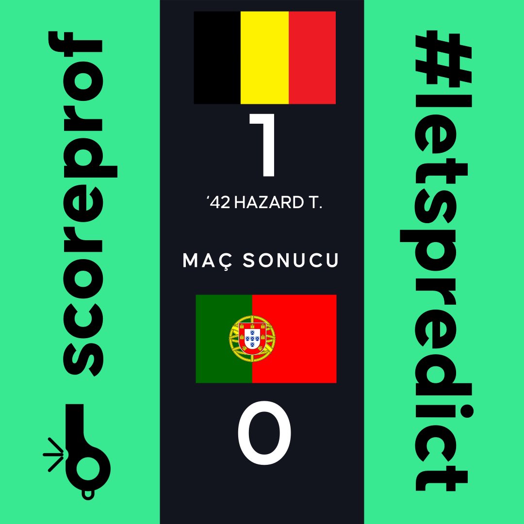 ScoreProf's tweet image. Belçika - Portekiz / Maç Sonucu #ScoreProf #LetsPredict #Belgium #Portugal #Euro2020 #BELPOR