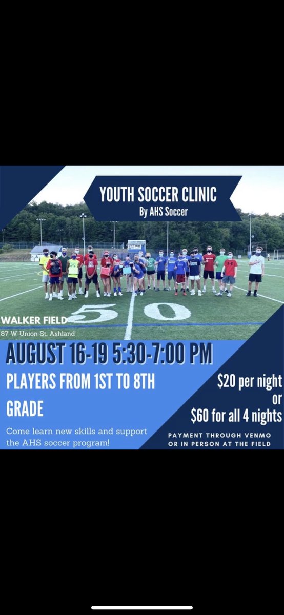 Calling all AYS players! This is an awesome opportunity to play soccer, meet/play with the high school players and most of all, have fun!  The link is posted in our bio for all who are interested! #happydays #together #community @ashlandclockersoccer @ashland_youth_soccer