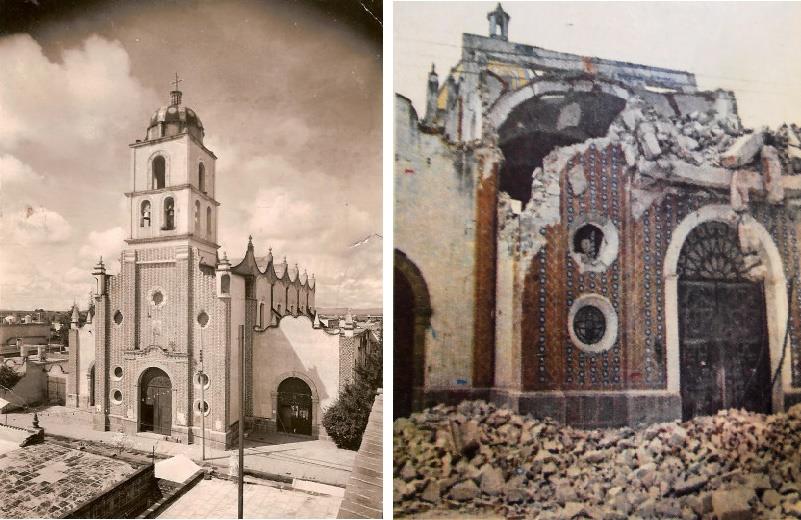 Iglesia dedicada al #PerpetuoSocorro concluida en 1941, construida en la Colonia ChulaVista en #Puebla gracias a los esfuerzos de mons. Alfredo Freyria y Cordova. Se mantuvo en pie hasta el 28 de agosto de 1973, cuando cayó a causa de un intenso terremoto.