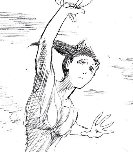 アニメ版コベニ模写。なんだかすごく筋骨隆々になっているような。運動性能高いからか? #チェンソーマン 