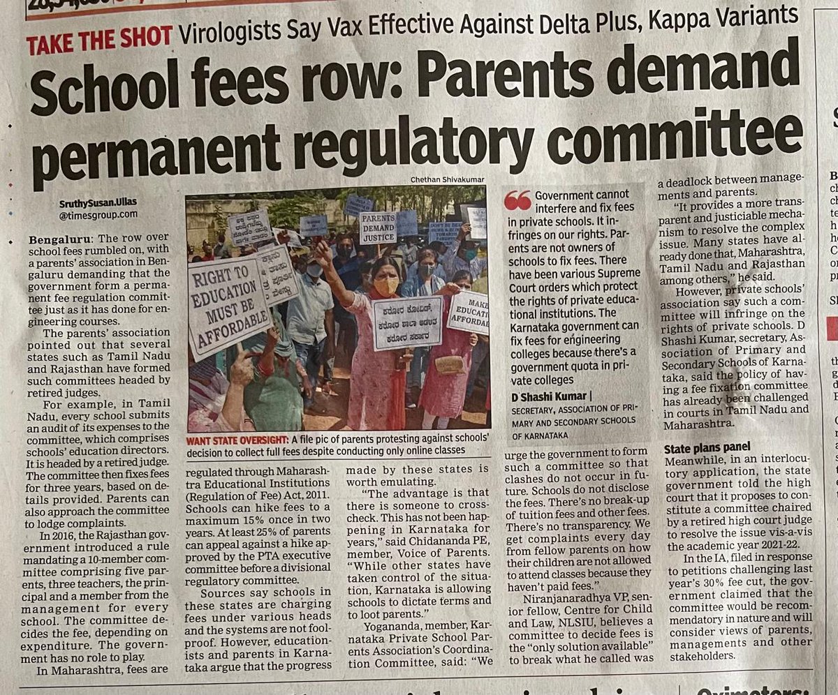 RIYAZSKJEMSCB's tweet photo. Govt @BSYBJP  cannot interfere &amp; fix fee in private schools. It infringes the rights of private schools. Parents are not owners of schools to fix fee. #SupremeCourt has provided protection for private schools @KAMSKARNATAKA .
#sureshkumar
@TanuKul 
@pearl_tnie 
@SpringfieldsCPT https://t.co/IKNfW90AeJ