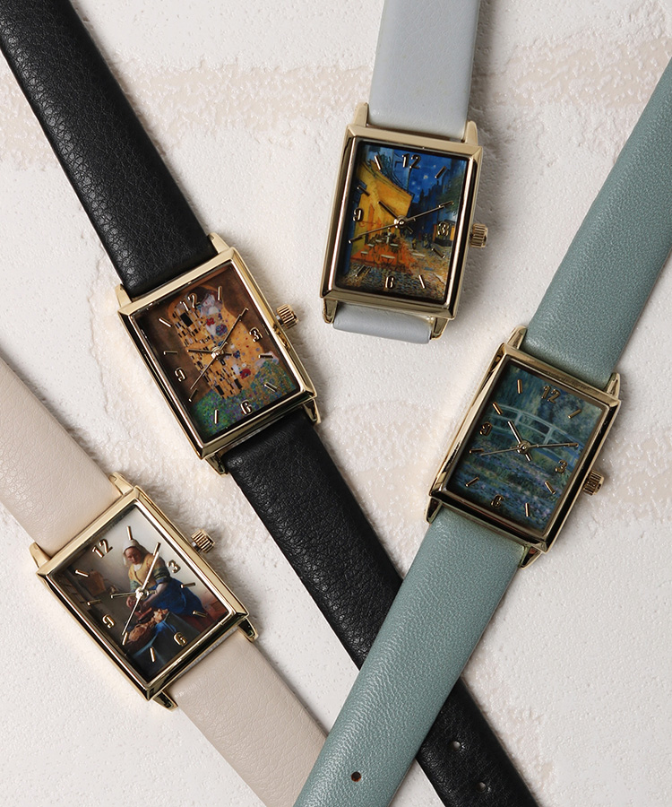 Bleu Bleuet ブルーブルーエ 公式 有名絵画デザインの腕時計に新柄登場 額縁のようなゴールドのスクエアフレームがポイントです オリジナル絵画ウォッチ T Co Gbq1aaezmp 腕時計 予約受付 新商品 ブルーブルーエ サイトは