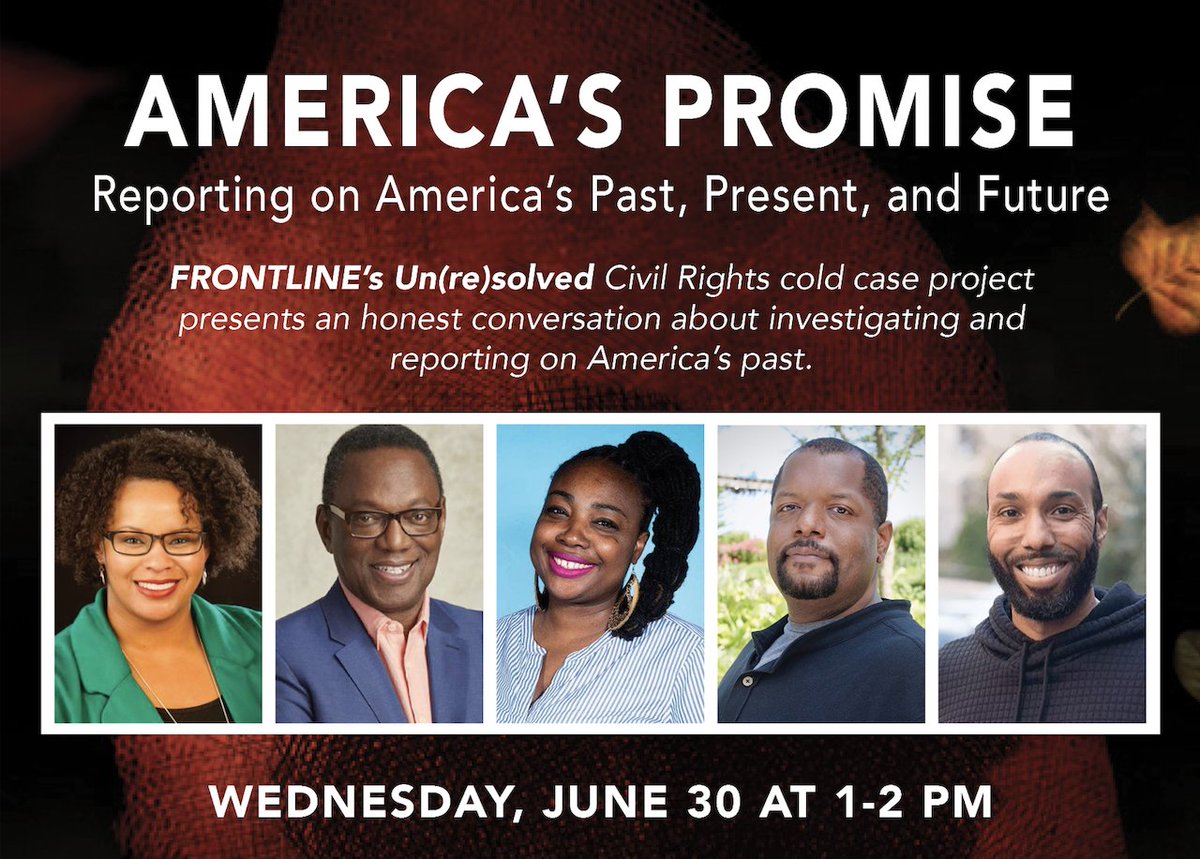 6/30: Join a talk about reporting on America’s past. Chris Colbert (@DCPofficial) moderates w/ podcast hosts & producers: @thejamesedwards (#Unresolved), @AdenaJ (@blackbeltvoices), @alvin_d_hall (@greenbookpod), @DrEnkeshiElAmin (@BlackAppalachia). RSVP: bit.ly/3y4gThF