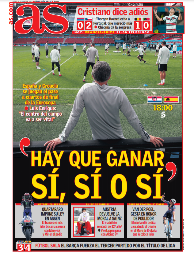 Football Espana Today S Spanish Papers Spain Gear Up For Crucial Euro Last 16 Clash With Croatia T Co Ggwbbap8xn