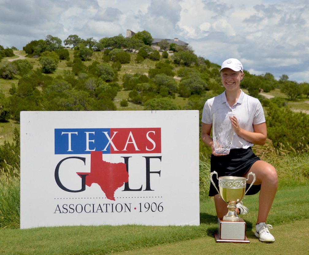 TGAWomensGolf's tweet photo. We have a CHAMPION!!
Emma McMyler is crowned winner of the Women’s Stroke Play🤩🏆👏🏼
read the final recap here: https://t.co/MJFnpQBhko
scores: https://t.co/Y0phNqBpxn
#strokeplay #comanchetrace https://t.co/mKKaHJvqqR