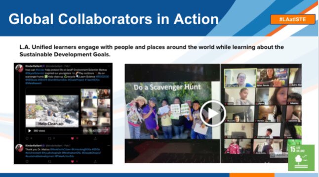 MMToledoLAUSD's tweet photo. Great interaction in our Reaching Beyond the Classroom: Global Collaborator session from Team @ITI_LAUSD today! Shout out to @Marfran45 &amp; @kinderkeller4 for their inspirational examples on the Global Collaboration continuum! #TeacherLeaderITI #LAatISTE #ITFchat #SDGs #istelive21 https://t.co/Lubaf2Rb5s