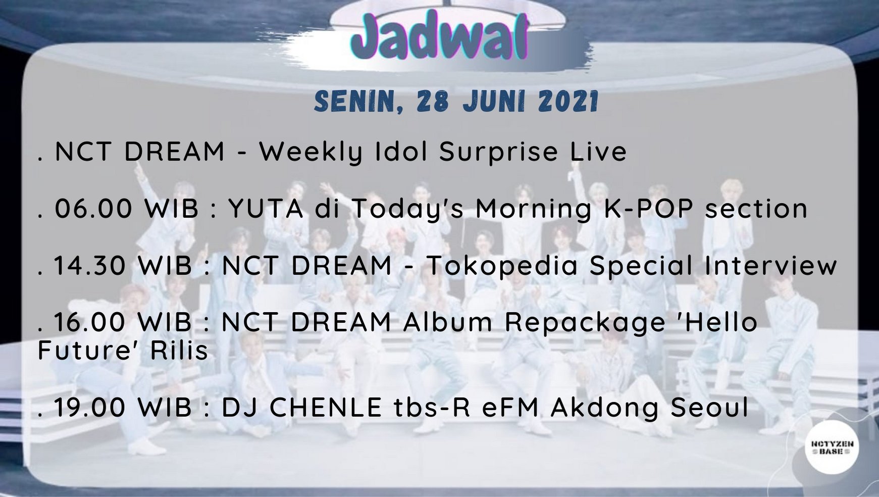 تويتر Nctyzenbase على تويتر Jadwal Senin 28 Juni 21 Nct Wayv Nct127 Nctdream Nctyzenbase Nctyzenbase T Co Rsczmxz6ao
