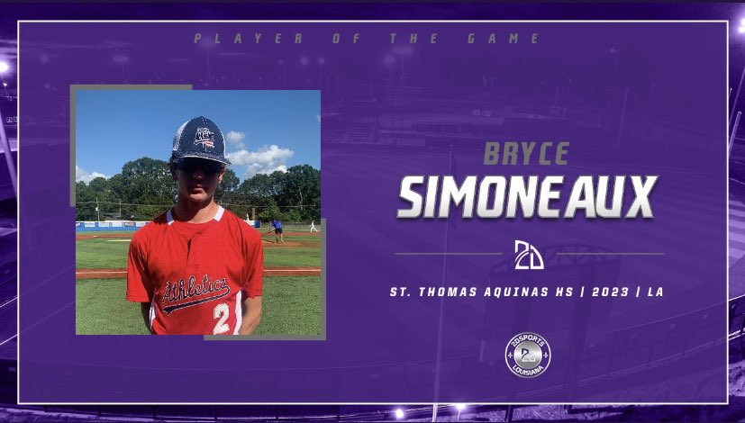 2DsportsbsbLA's tweet photo. ⭐️ #TopPerformer ⭐️

Bryce Simoneaux (@SimoneauxBryce): 6IP, 8Ks, 2H, 0ER 

Summer Team: Louisiana Athletics
#BigEasyClassic https://t.co/WfiPXJWXPQ