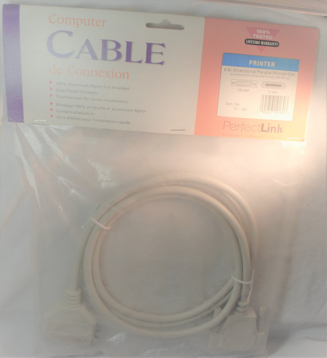 Câble imprimante parallèle bidirectionnel DB25M-CN36M Centronic 6’ pieds LPT
(Bi-directional parallel printer cable DB25M-CN36M Centronic 6’ feet cord LPT )

qualitasdistribution.com/index.php?rout…

QualitasDistribution.com depuis (since) 1994!
Membre du panier bleu! Détaillant local!