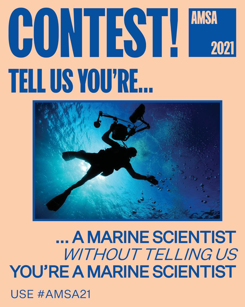AMSAconf's tweet image. Attending #AMSA21 this week? Like to win stuff? Then we have the competition for you! We challenge you to &quot;tell us you&apos;re a marine scientist without telling us you&apos;re a marine scientist&quot;!