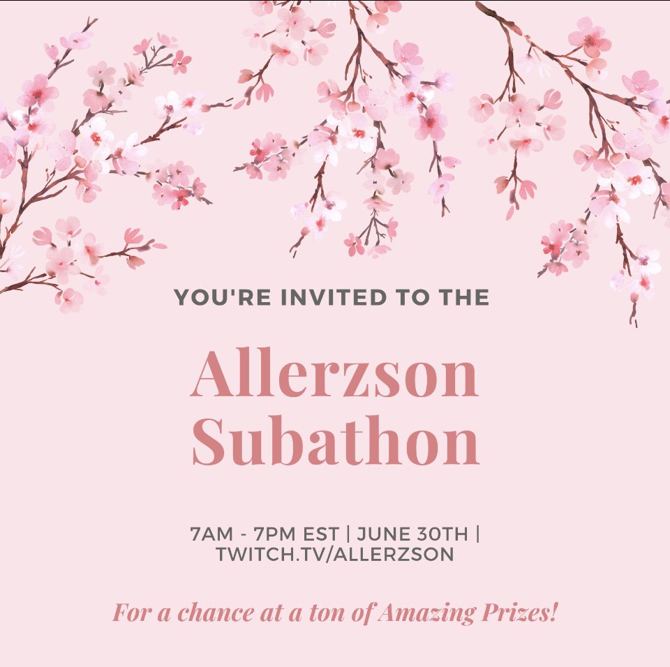 Allerzson's tweet photo. Hey guys! I’m doing a cool Subathon this Wednesday and would really appreciate it if you came out! I’ll be doing some cool giveaways and just chatting things! Please retweet this and hope to see you then!🌸 https://t.co/x5MskQ4MWM