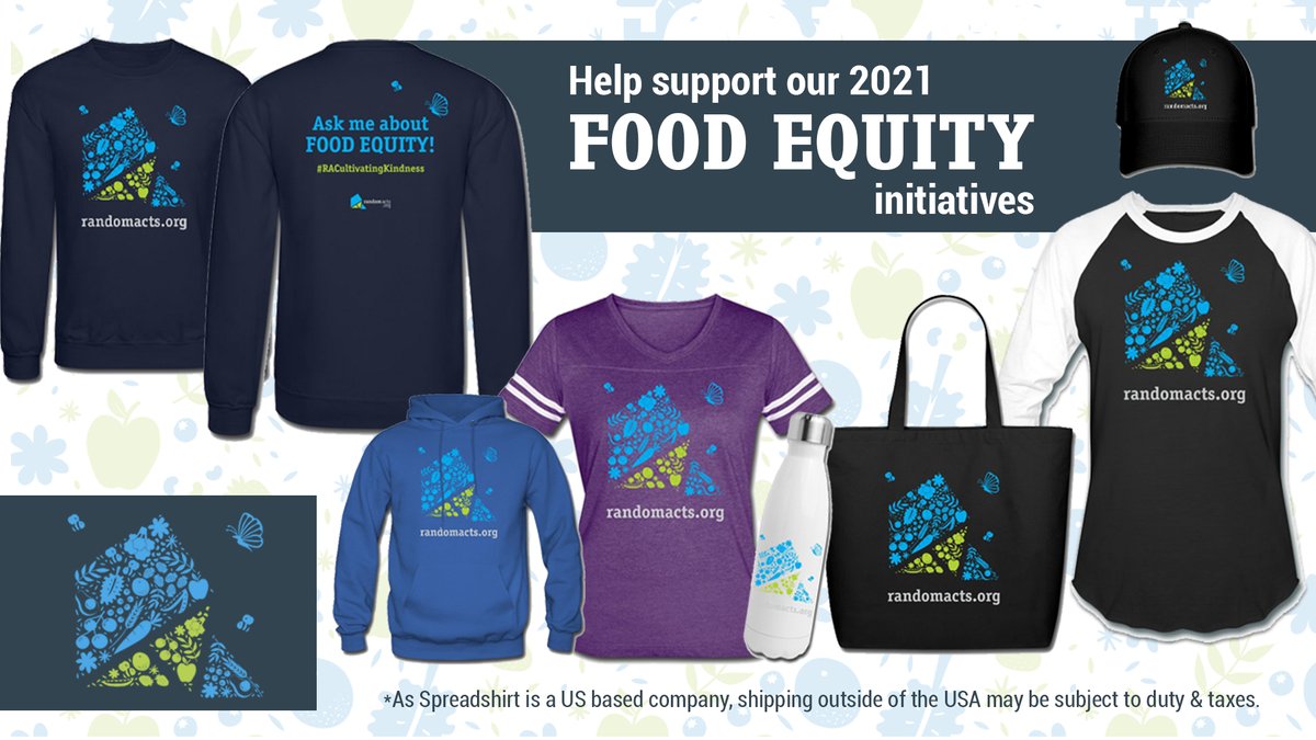 Did you get your Food Equity gear yet? Your purchase helps support acts of kindness and projects centered around food equity and addressing food insecurity concerns across the globe. bit.ly/3A2jtGx

 #RACultivatingKindness #kindness #FoodEquity #nonprofit