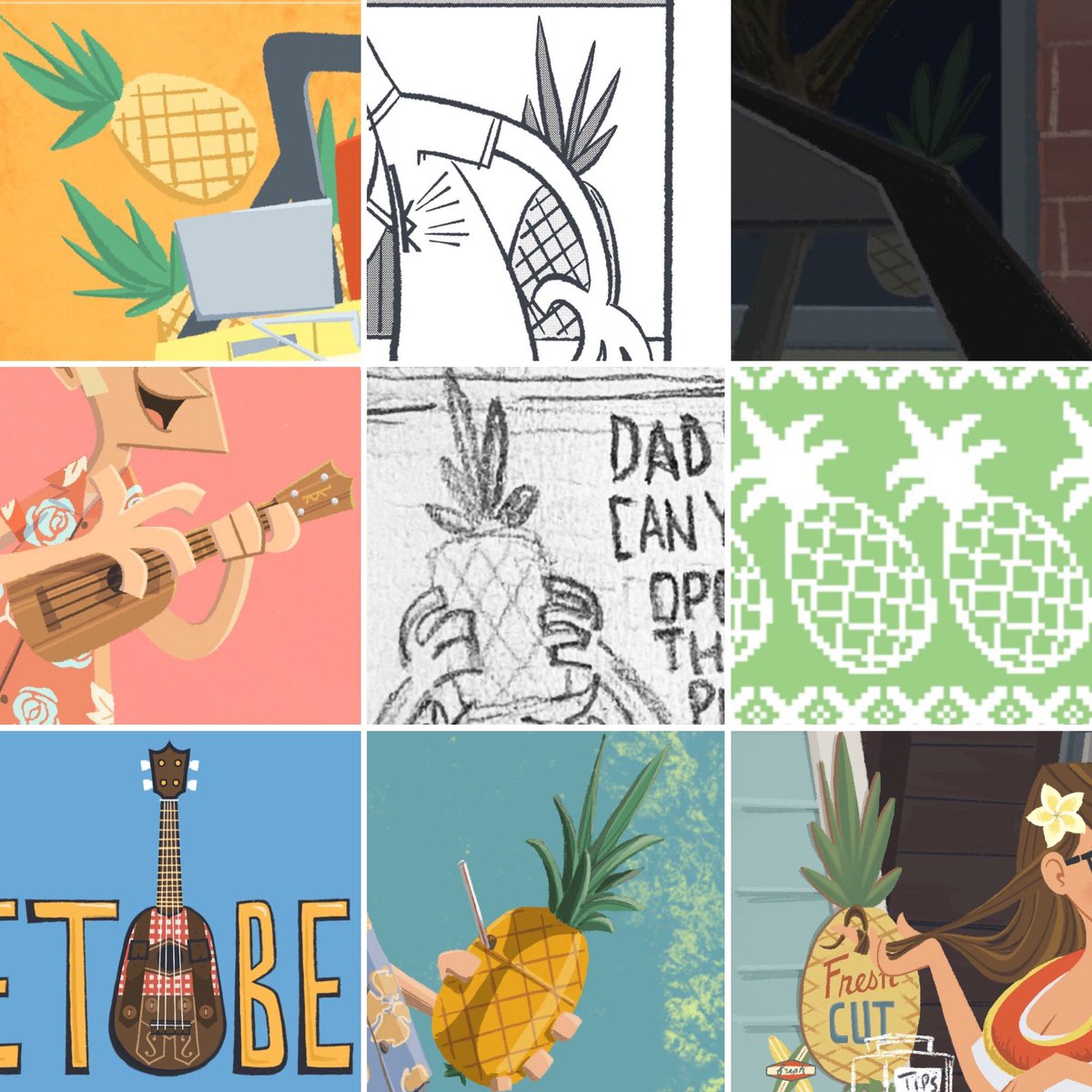 TimothyThelin's tweet photo. Happy #NationalPineappleDay! I love pineapples and the message of hospitality the pineapple symbolizes. I put pineapples in a lot of my work. Here’s a sampling of the hidden, and not so hidden, pineapples. @JamesRoday @DuleHill @maggielawson @corbinbernsen @Omundson https://t.co/HNt6k3V65w