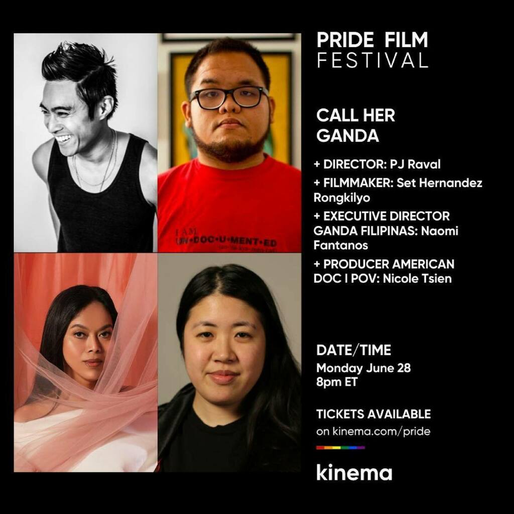 CallHerGanda's tweet photo. #Repost @kinemahq
・・・
Tomorrow night, Kinema's Pride Fest closes out with a screening of the documentary Call Her Ganda! A post-film live discussion with director PJ Raval, filmmaker Set Hernandez Rongkilyo, POV producer Nicole Tsien, and Filipino tr… https://t.co/6Wq2lIZ6GH https://t.co/V65WinJCyC