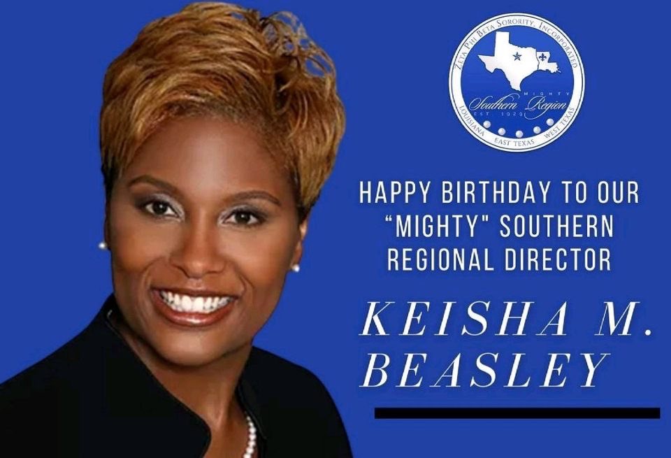 ZPHIBKAPPAZETA's tweet photo. Happy Birthday to our "Mighty" Southern Regional Director Soror Keisha M. Beasley π. Thank you for your dedication and leadership! #ZetaPhiBeta #ZPBSouthernRegion #Birthday #WTXZetas #FinerWomanhood https://t.co/PvJyrmodkF