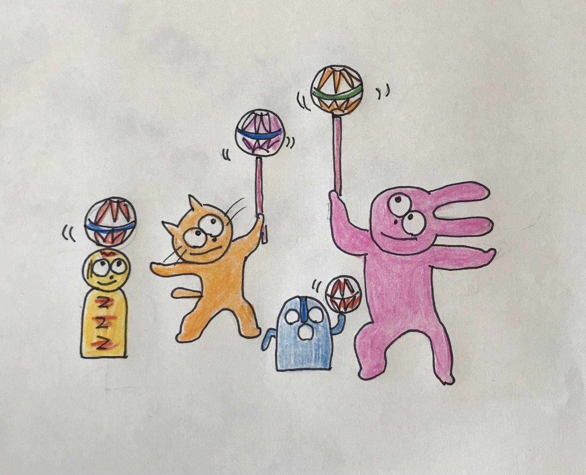 たいがどう たいがどうイラスト部 大道芸うさぎん みんなで手まりをくるくる 手まり部のお手伝い 手まりを人々に広めます 販売もしますよ イラスト好き 手まり 松本手まり 大道芸 T Co 6aeaaeccei Twitter