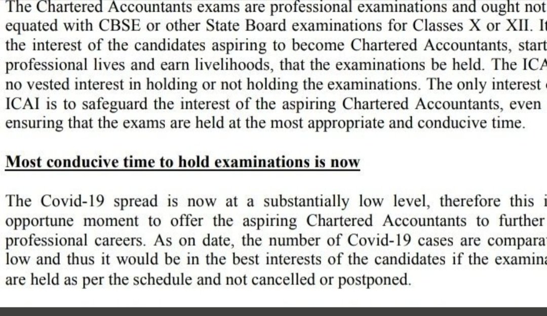 harishvnair1's tweet photo. Here is the relevant portion of ICAI note submitted to SC as per which they have decided to go ahead with CA exams from July 5.👇👇 @AdvMamtaSharma https://t.co/Wc69TDo2XR