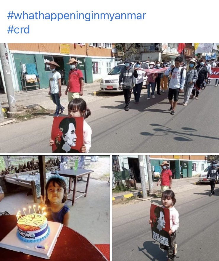 ဒီနေ့က ဒီကလေးရဲ့မွေးနေ့ဖြစ်ပါတယ် ဖမ်းဆီးထားတာ 2 ပတ်ကျော်ကြာပါပြီ။ မိုးကုတ်ဦးစိုးဌေးသမီးလေး 4 နှစ်အရွယ်ကလေး 🧒
Happy birthday pr baby lay ❤️🎂
#WhatsHappeningInMyanmar 
#Happybirthdaybabylay