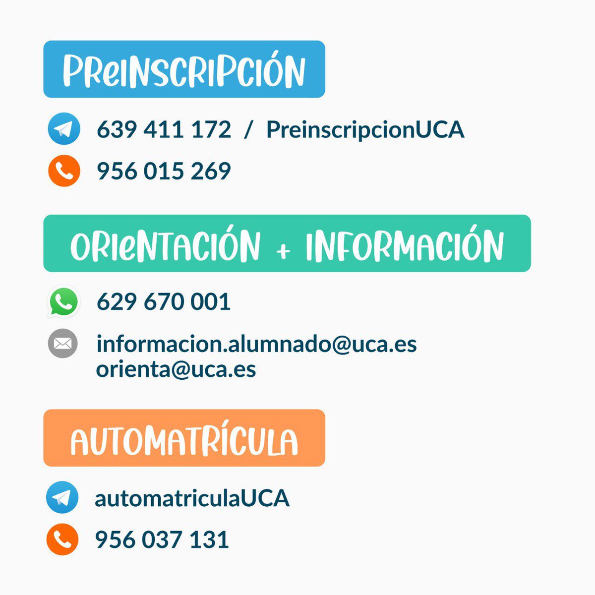 📲 ¿Eres nuevo o futuro estudiante de la UCA? Pues aquí os dejamos los principales canales de información que hay disponibles 😉✌🏻<a href="/univcadiz/">Universidad de Cádiz</a>