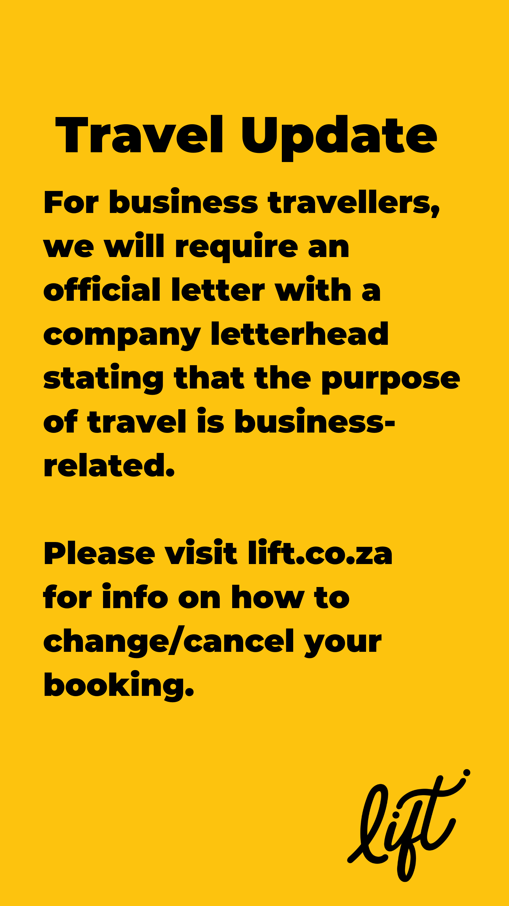LIFT Airline on Twitter "IMPORTANT TRAVEL UPDATE We will also
