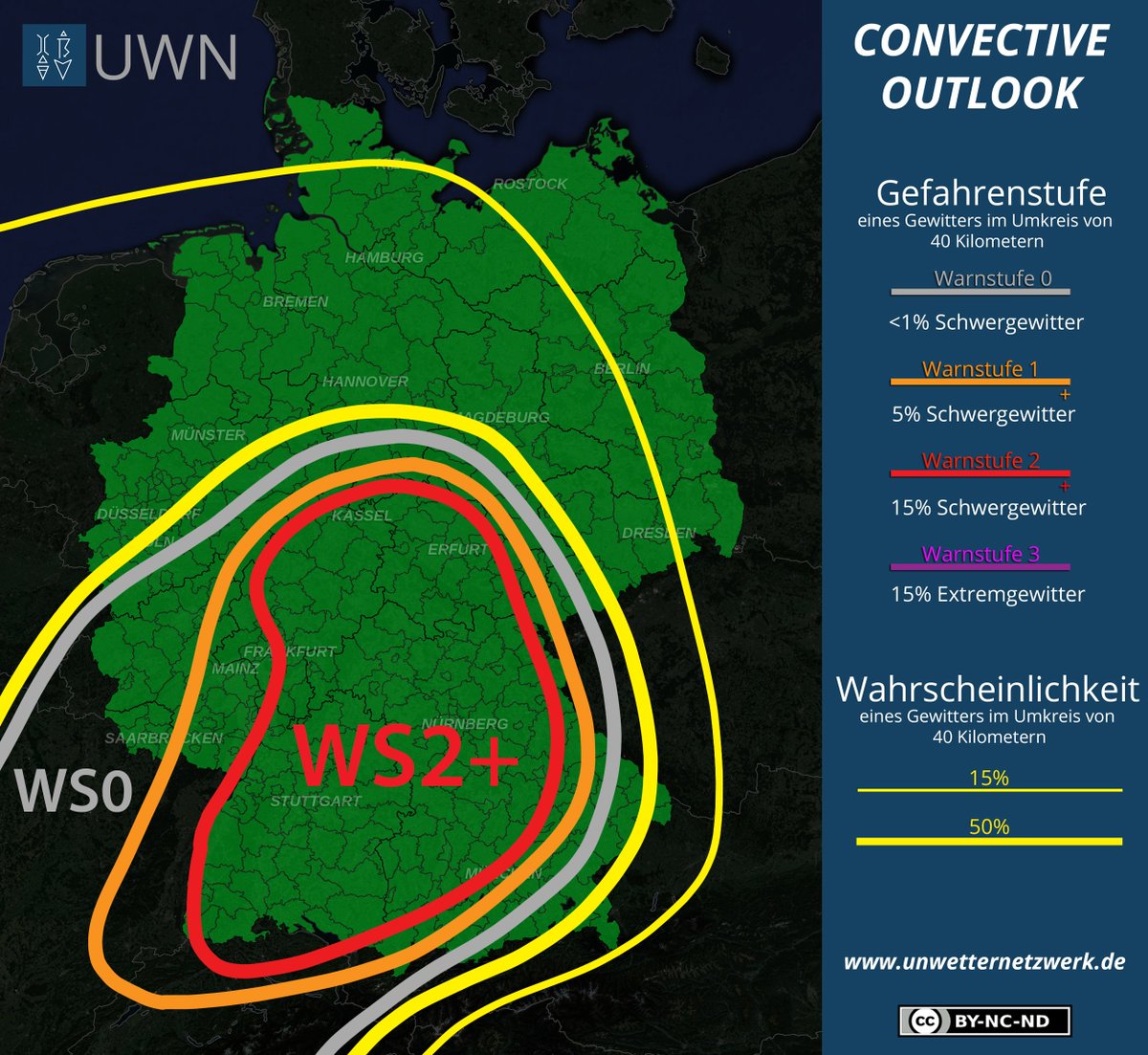++Convective Outlook ab Montag, 28. Juni 2021, 17 Uhr++

#Unwetter mit hoher #Blitzintensität, #Hagel (bis 4 cm, nachts bis 1,5 cm), #Platzregen, konvektiv bedingten #Orkanböen (bis 125 km/h) und einem erhöhten #Tornadopotential.

unwetternetzwerk.de/2021/06/28/con…