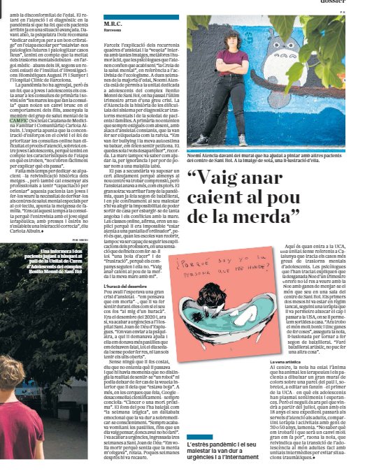 ▶️ Els trastorns mentals dels joves, l'onada postcovid via <a href="/diariARA/">diariARA</a> 

🗣️Carlota Al-buin, membre GdT #SalutMental, "Els joves no s'obren facilment. Falta més temps per dedicar al pacient, però també cal ensenyar als professionals a tenir “capacitació per orientar”.