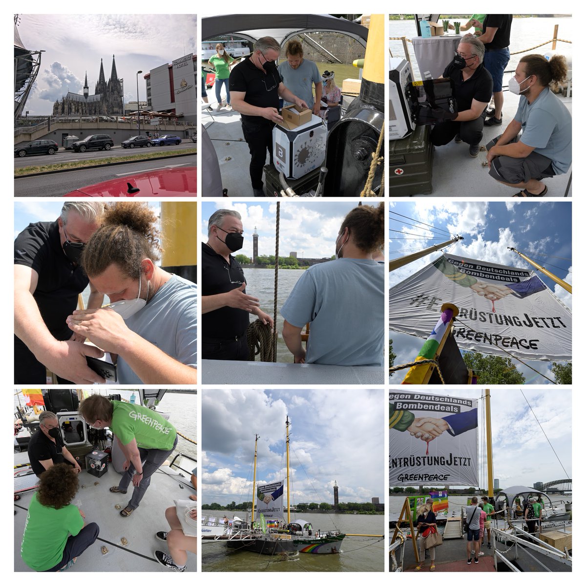 Die Beluga II auf Ihrer Deutschlandtour in #Köln. #EntrüstungJetzt - <a href="/greenpeace_de/">Greenpeace e.V.</a> 

#VR #Hygienekonzept optimiert. Mehr Sicherheit für Besucher*innen + Unterstützer*innen! Eine CX1 musste einer B-Safe Solo #Cleanbox weichen. #Covid_19 

Weiterhin gute Fahrt + viel Erfolg!