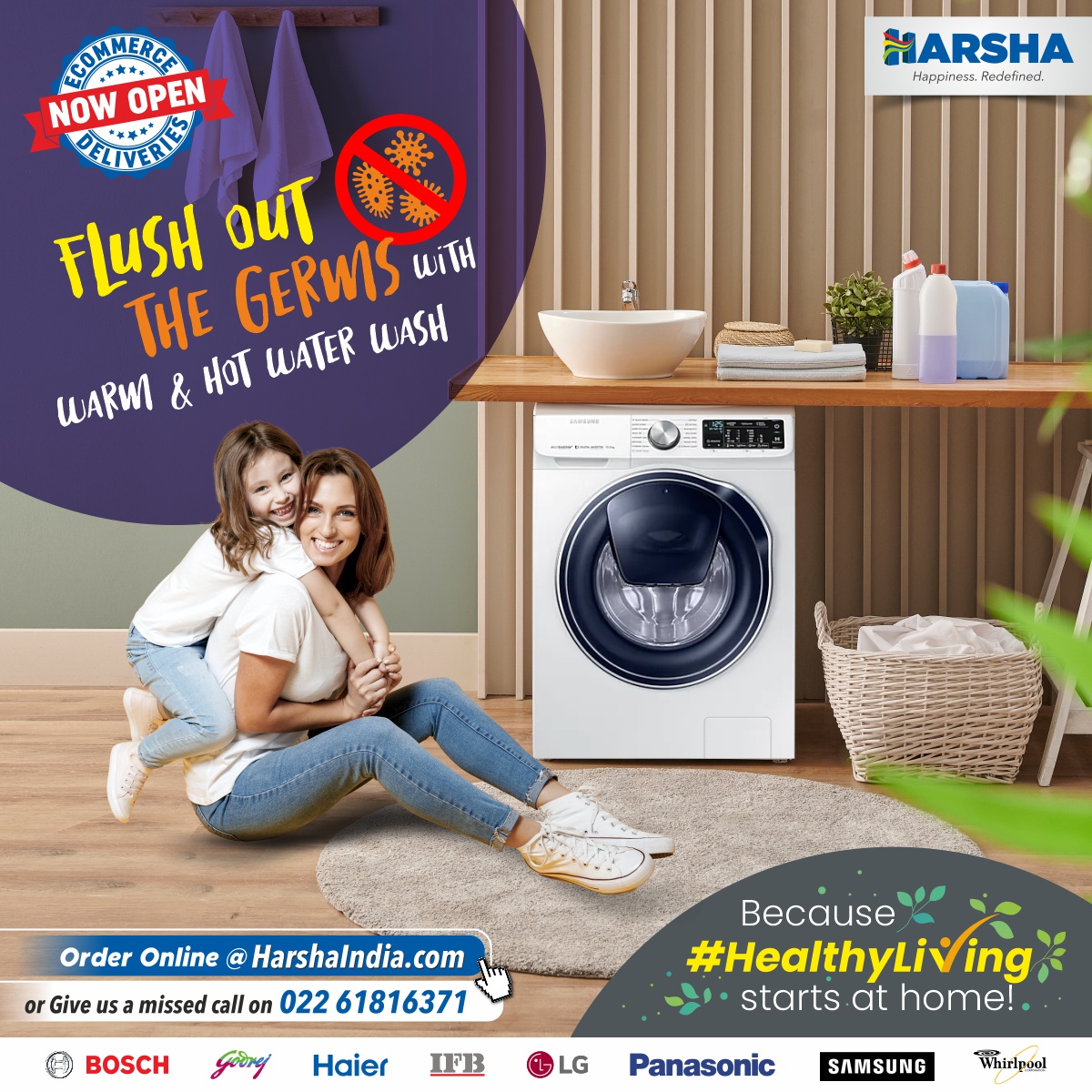 eHarshaIndia's tweet image. Irritated because of wearing wet clothes during monsoon? Instant driers make your clothes comfort and cozy. Explore our automatic front door #WashingMachine range: bit.ly/2UftMnn #WashingMachineOffers #WashingMachine #Karnataka #ElectronicsOffers #BestBuy #Offers #Deals