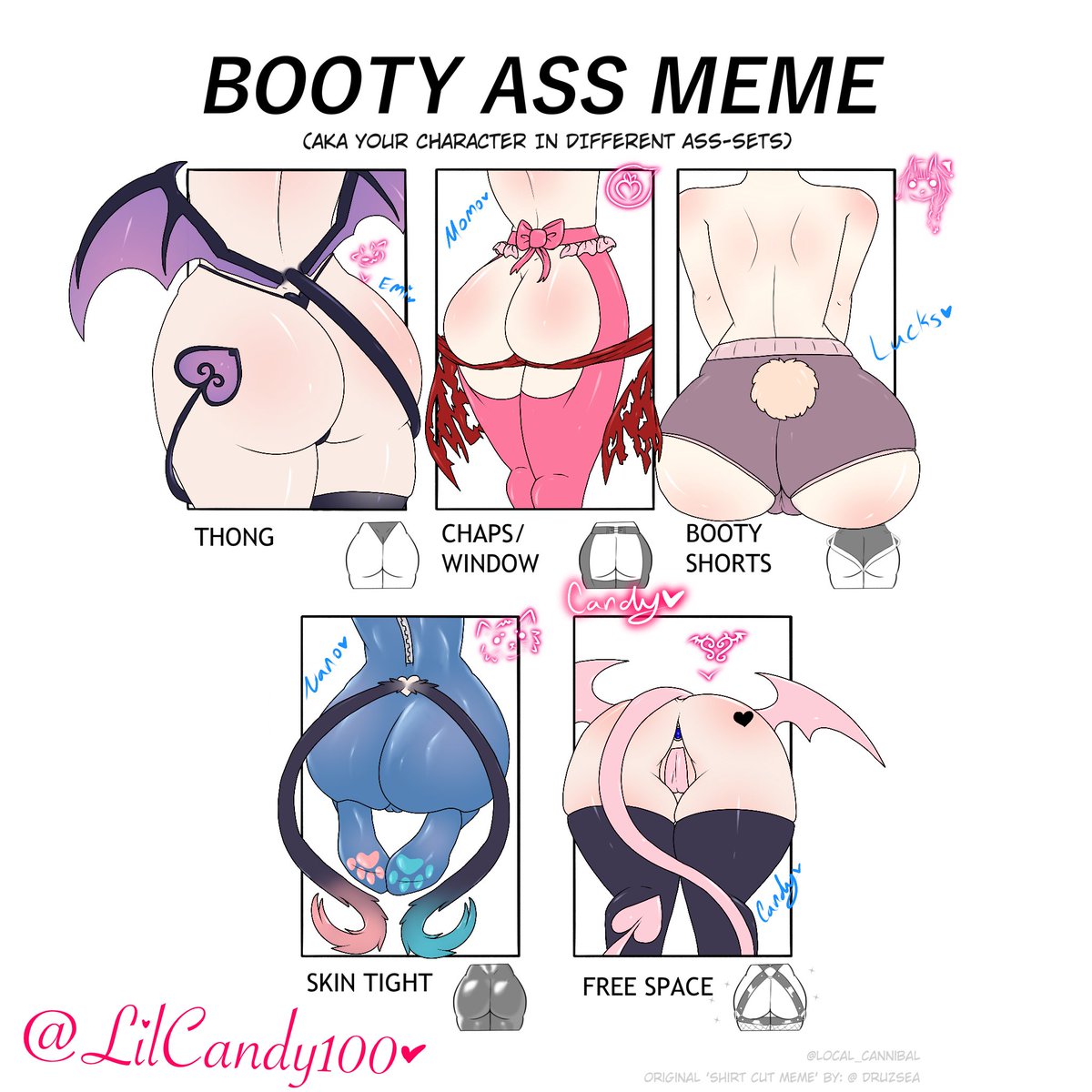 lilcandy100's tweet photo. I was having a bad day so I did this!
@ouncemilia @MomochiTsutsuji @lewdluxu @NanolessP and myself!

Enjoy the booty🖤
Meme by: @local_cannibal 💜
🖤🌸🖤
#vtuber #envtuber #vartist #assmeme
#lewdlucks #licho35 #momochiR34 #nyanoart #lewdbabicandy https://t.co/aMgSizCF65