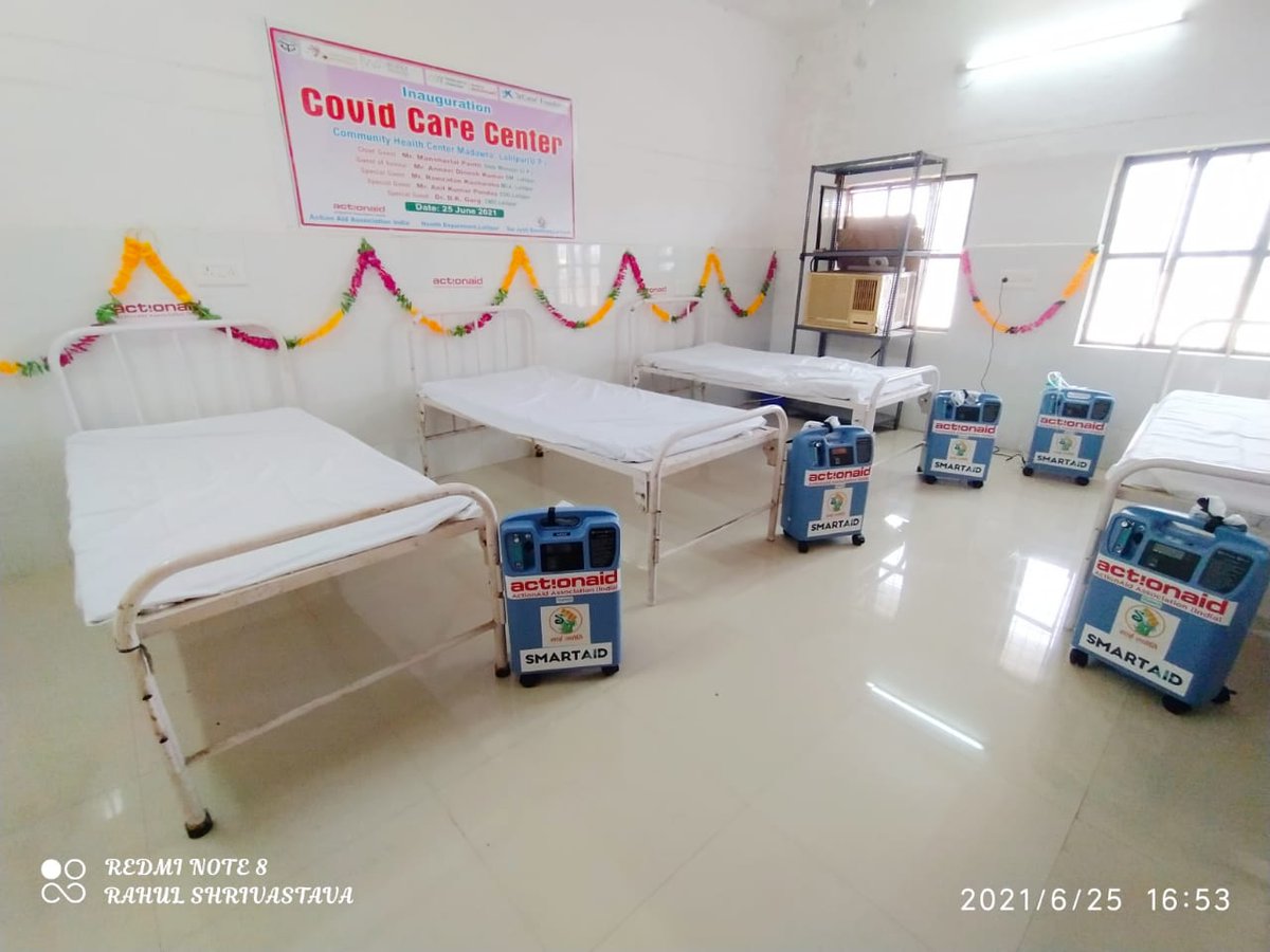 ActionAidIndia's tweet photo. Visuals from the COVID Care Centre set up in collaboration with the Health Department at the Community Health Centre in Madavra in Lalitpur, Uttar Pradesh. The centre was inaugurated by Sh. Manoharlal Kori, State Minister, Labour, UP, in the presence of other dignitaries. https://t.co/oaAZMXHG1l