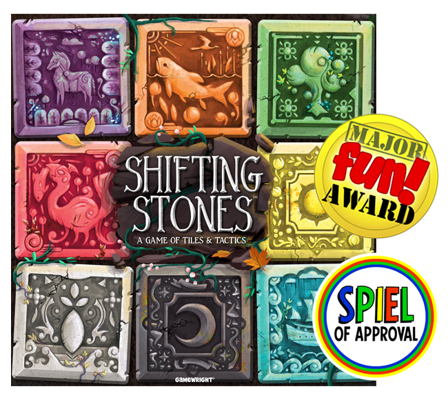 thespiel's tweet photo. The latest winner of the @majorfunaward and The Spiel of Approval is... Shifting Stones!

Move &amp; flip ancient stones to match pattern cards or score points. A light game... but not a slight game.

Congrats to designer J. Evan Raitt &amp; 
@Gamewright ! 

https://t.co/Z9omuzhK16 https://t.co/s6koxlwNLa