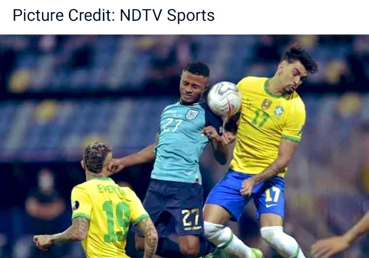 devmaitra's tweet photo. #BrazilVsEcuador What a game! #copaamerica2021 so happy to see #brazil top the Group B list and Eder Gabriel Militao's free-kick was spectacular. Ecuador turned out to be a strong competition. Congratulations to both the teams for qualifying to the quarterfinals. #GoBrazil https://t.co/xDPvtQQLWq
