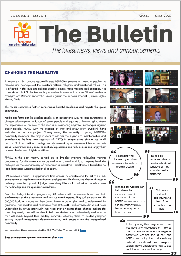 Fpa Sri Lanka On Twitter Check Out The Latest Issue Of The Bulletin Fpa Sri Lanka S Quarterly Newsletter Project News Campaigns Outreach Activities Training Programmes And Much More Https T Co Xdajlb5irz Https T Co Lwr4gfetjw Twitter
