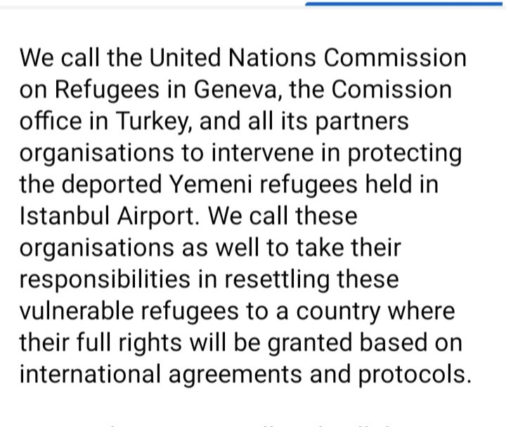 LamarInitiative's tweet photo. The closing statement of the press conference held on June 27, 2021 on the issue of Yemeni youth deported from Mexico to Istanbul Airport on World Refugee Day
 For more details click the link:
https://t.co/Eb7kV4WaN1
#مروان_القحطاني #Istanbul
#TheForgottenYemeniRefugees #Turkey https://t.co/vjERgz7oNg