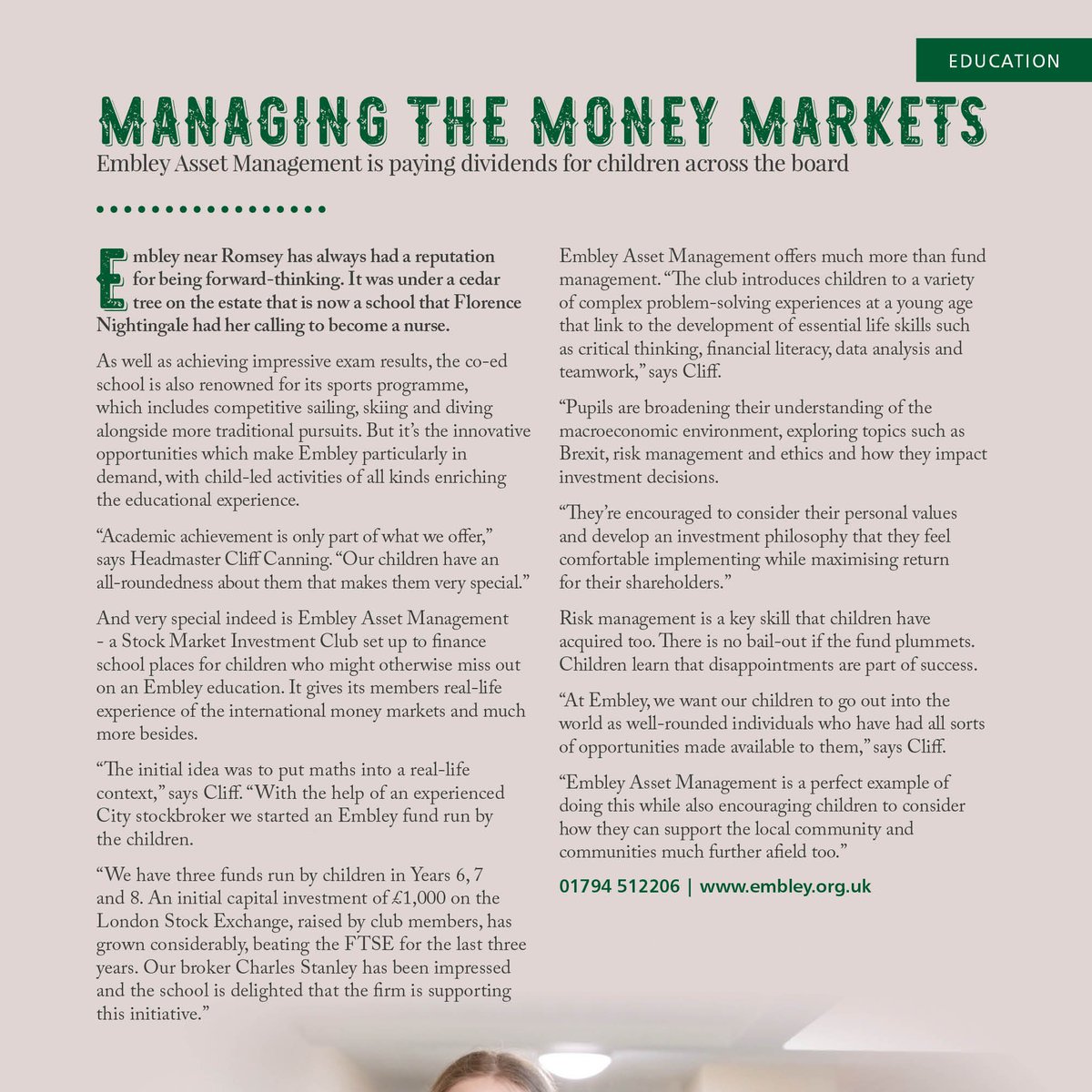 EmbleyHampshire's tweet image. Delighted and proud of Embley Asset Management's achievements as featured in the latest issue of #winchestermagazine. #financialliteracy #lifeskills #teamwork #complexproblemsolving @_CharlesStanley