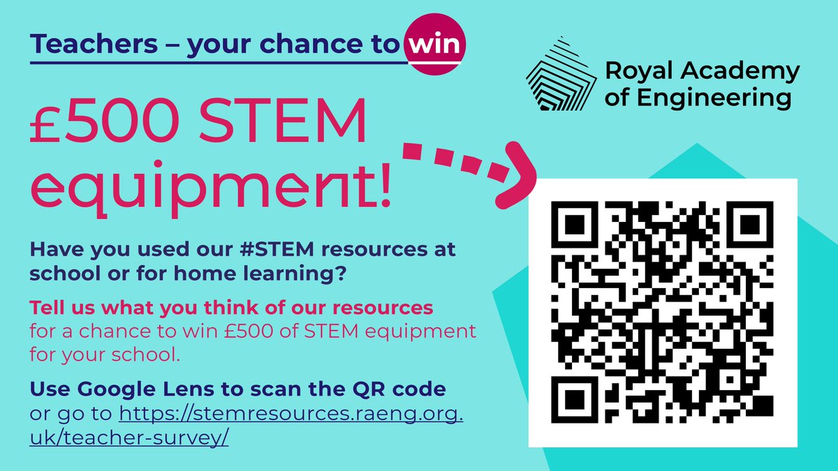 EduRAEng's tweet photo. Teachers! We want to hear from you! Tell us what you think of our #STEM resources for a chance to win £500 for your school.
https://t.co/mYpkuMIUNJ https://t.co/B3cH5RmkgP