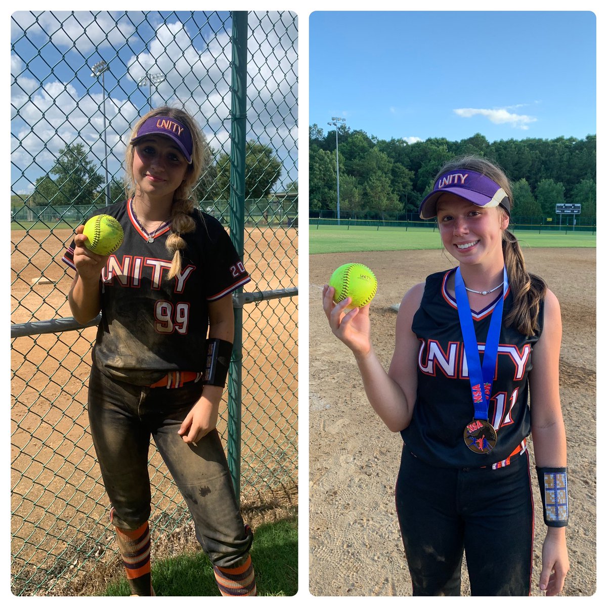 <a href="/EmmaHallman3/">Emma Hallman</a> and <a href="/HowertonLexi/">Lexi Howerton</a> with absolute 💣’s today!  💪🏻 day at the plate for both. Happy to add Emma as the newest member of the U2025 Bomb Squad. Congrats girls!  💜🥎🧡