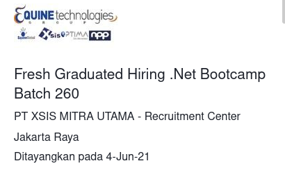 Sebutsaja__'s tweet photo. IT Consultants

Bbrp konsultan IT yg membuka rekrutmen melalui boot camp. Ini sebetulnya OJT, jd kalian dpt insentif 90-110rb per hari dibayar akhir bulan.

NOTE: ada ikatan dinas sekitar 2 thn ya! mereka juga berharap kalian tdk pindah ke pesaing, klo mau pindah palingan ke user https://t.co/IGtzJyAQpz