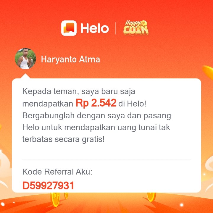 RyanTopHyper1's tweet photo. *Kode Referral aku: D59927931* Download Helo dan dapatkan Rp 400 langsung 🤑, dapatkan *Rp 62.000* untuk setiap orang yang kamu undang, tanpa batas. ✅100% Nyata. Klik link berikut untuk download Helo 🔗:
https://t.co/GXVQk237EH https://t.co/qKKofiaTva